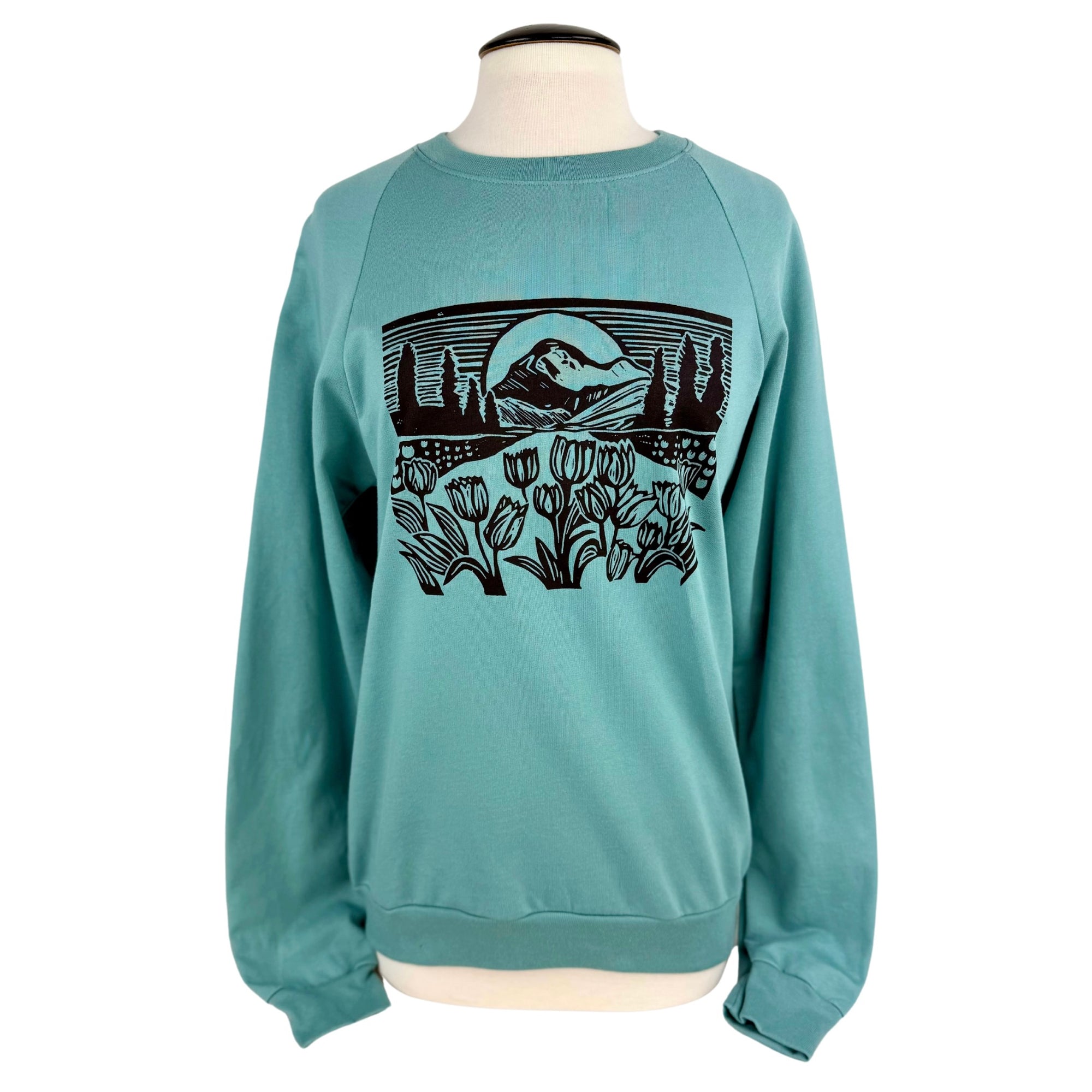 Mountain View Unisex Organic Cotton Crewneck Sweatshirt in Arctic Blue