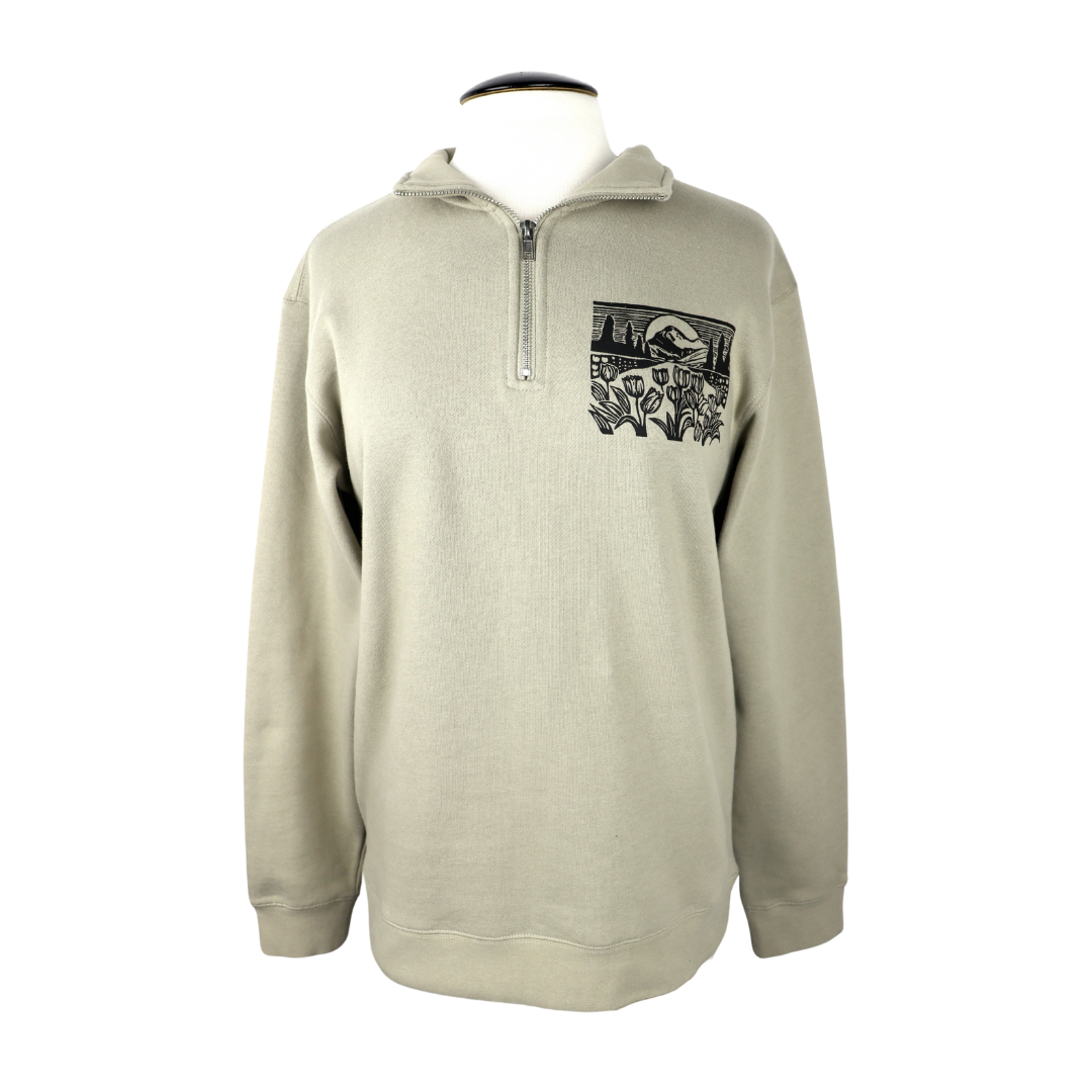 Mountain View Unisex Quarter Zip in Cement