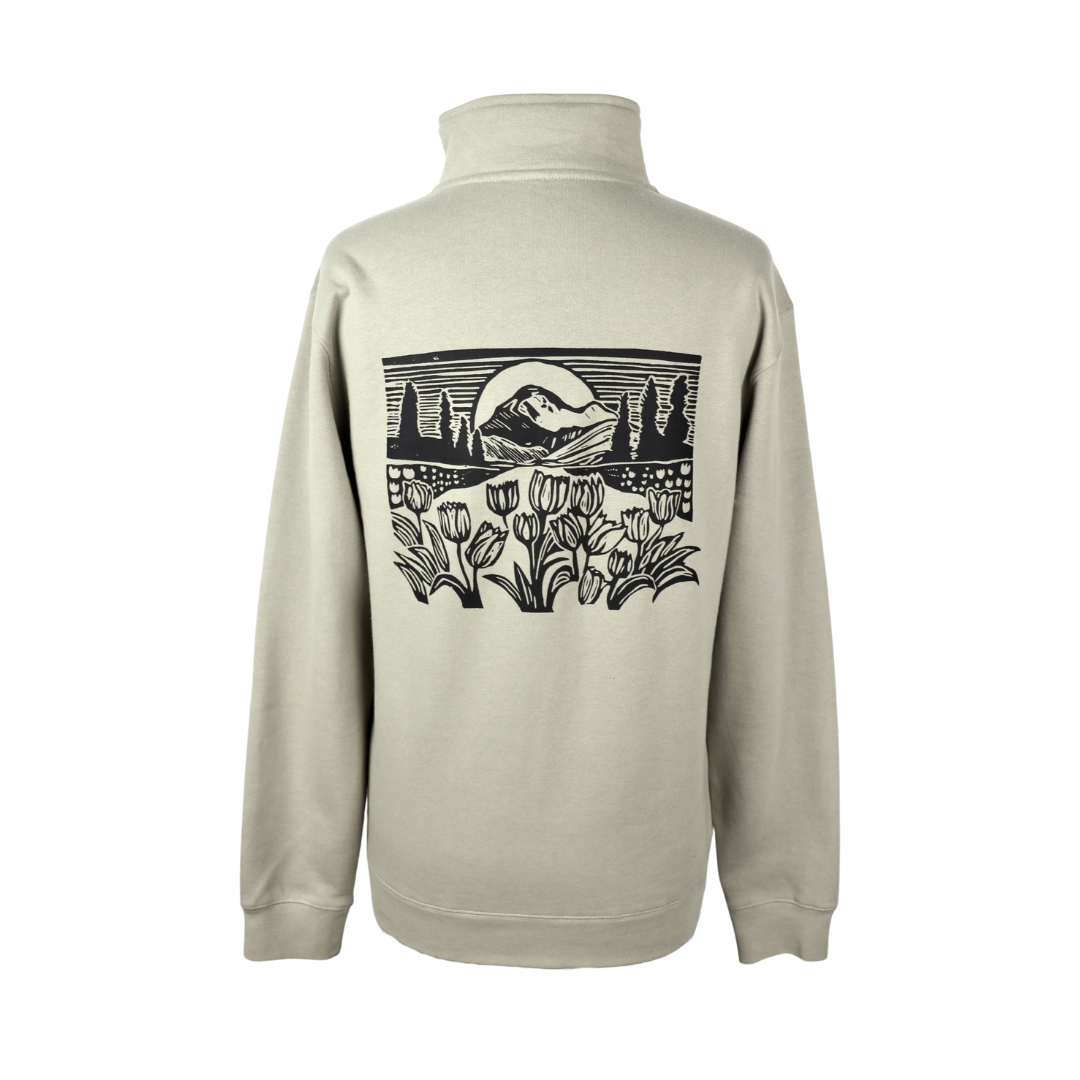 Mountain View Unisex Quarter Zip in Cement