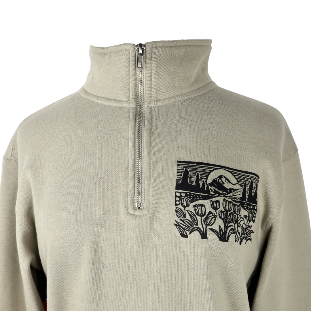 Mountain View Unisex Quarter Zip in Cement
