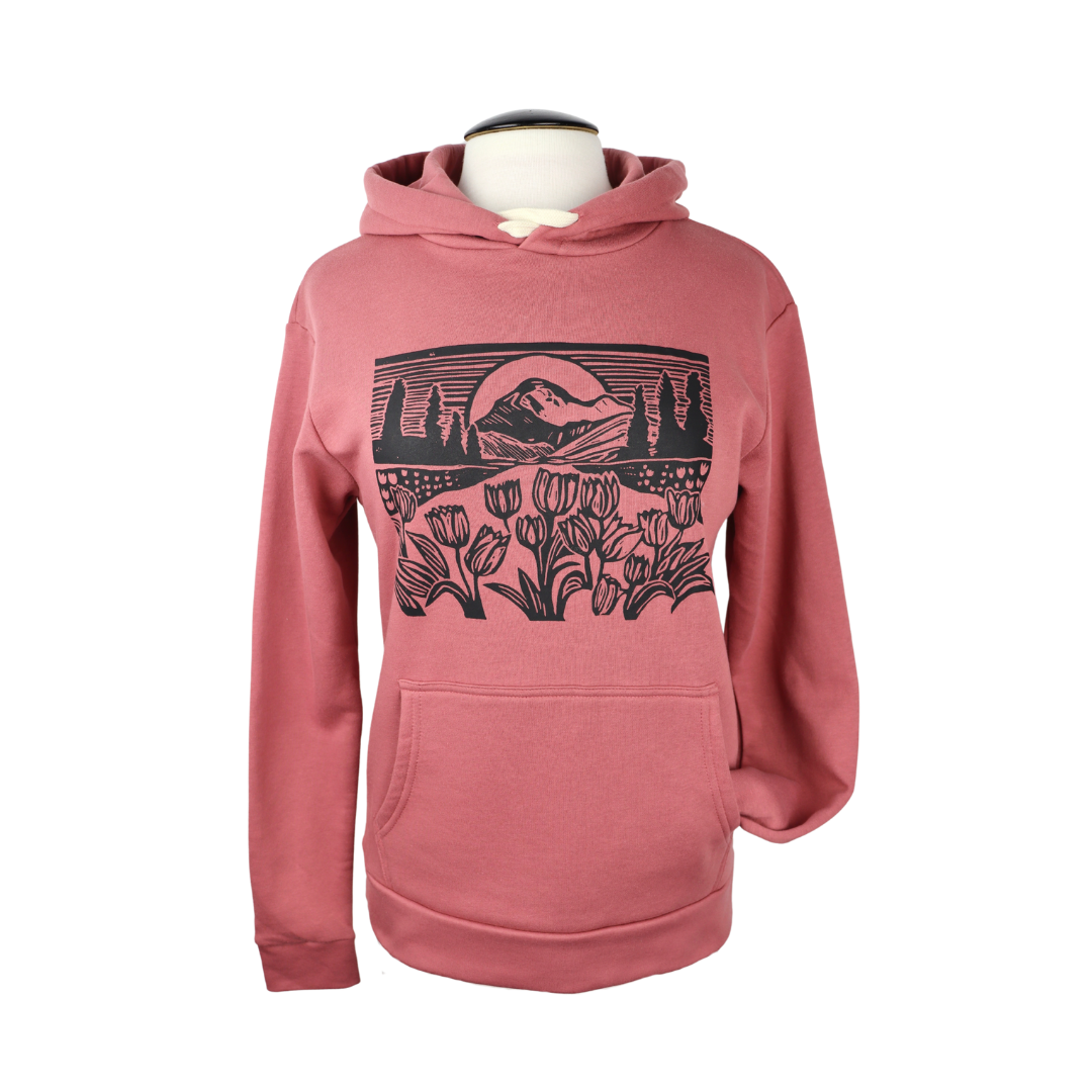 Mountain View Unisex Pullover Hoodie in Mauve