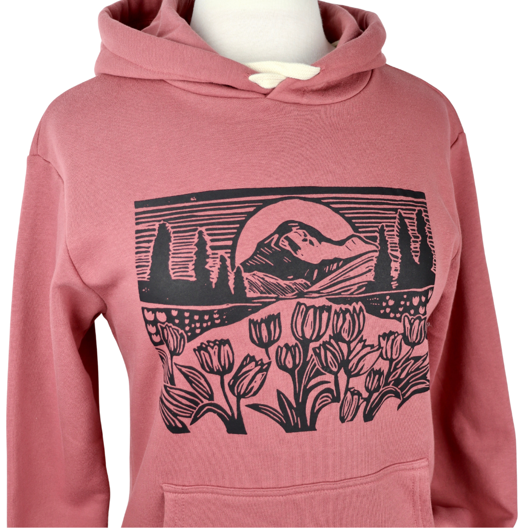 Mountain View Unisex Pullover Hoodie in Mauve