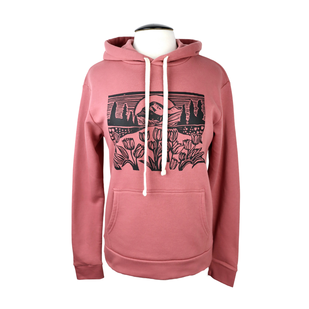 Mountain View Unisex Pullover Hoodie in Mauve