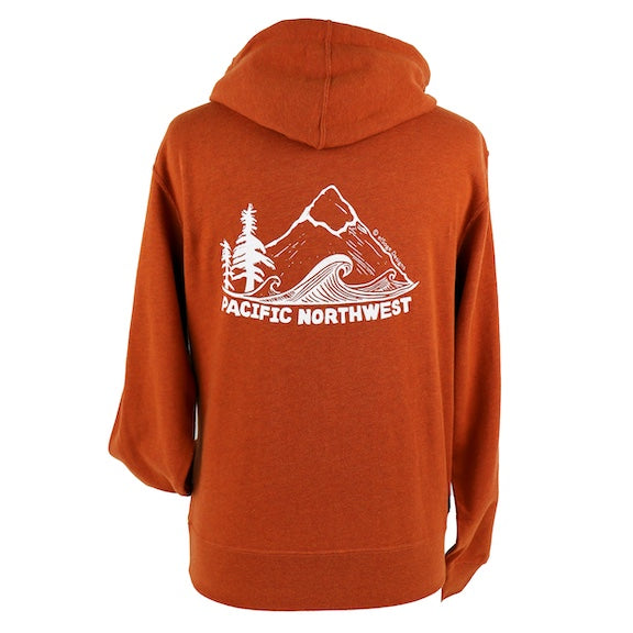 Original Pacific Northwest Unisex Terry Zip Hoodie in Heather Orange