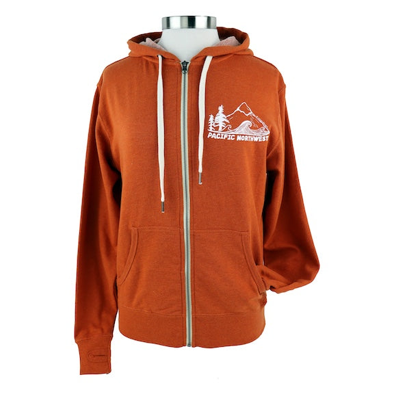 Original Pacific Northwest Unisex Terry Zip Hoodie in Heather Orange