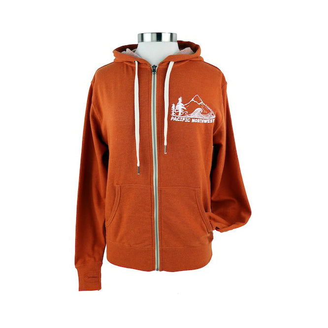 Original Pacific Northwest Unisex Terry Zip Hoodie in Heather Orange