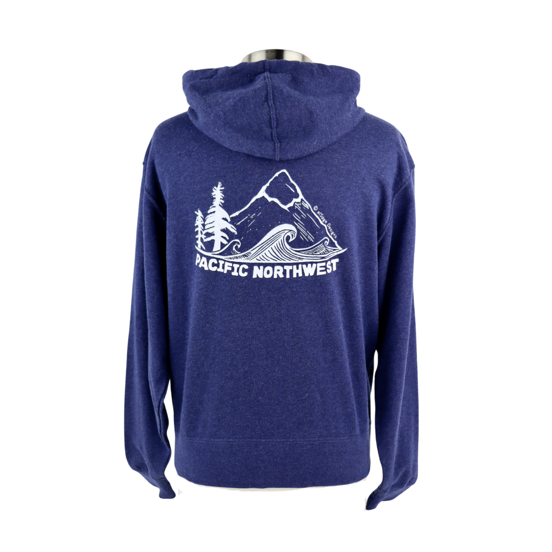 Original Pacific Northwest Unisex Terry Zip Hoodie in Navy Blue