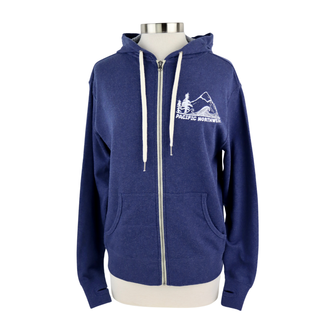 Original Pacific Northwest Unisex Terry Zip Hoodie in Navy Blue