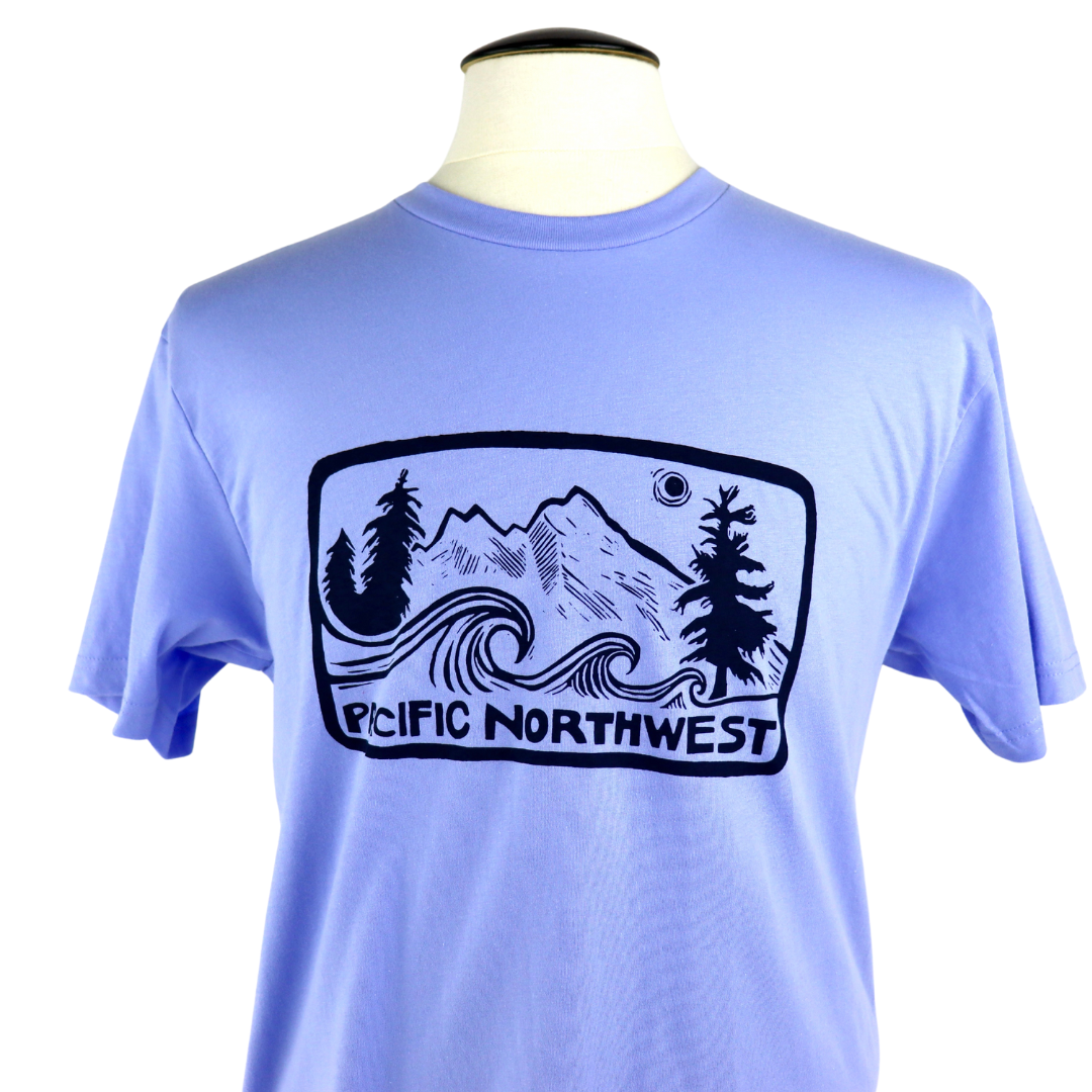 Pacific Northwest 2.0 (Phoebe's Version) Unisex Cotton Tee in Periwinkle