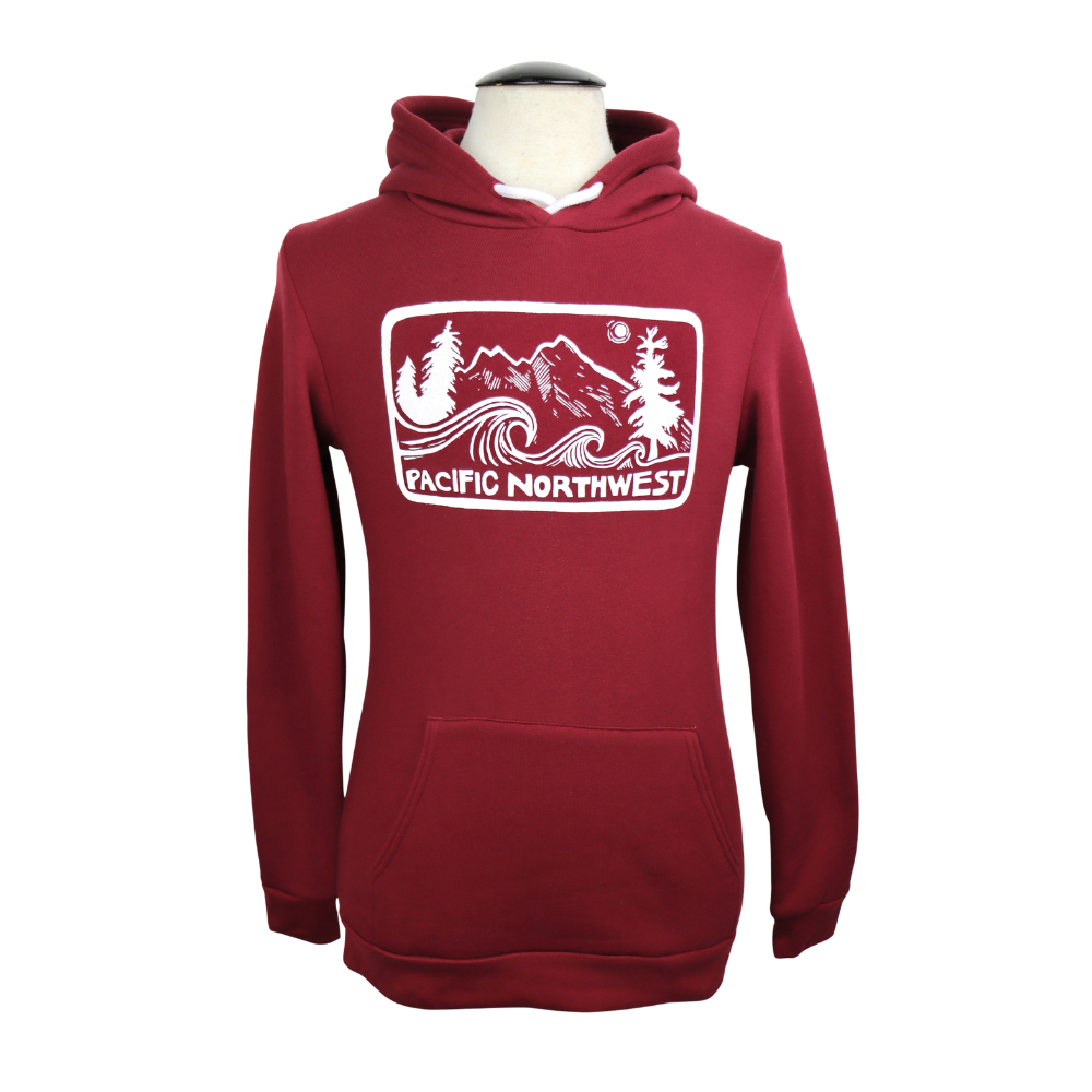 Pacific Northwest Burgundy Pullover Hoodie