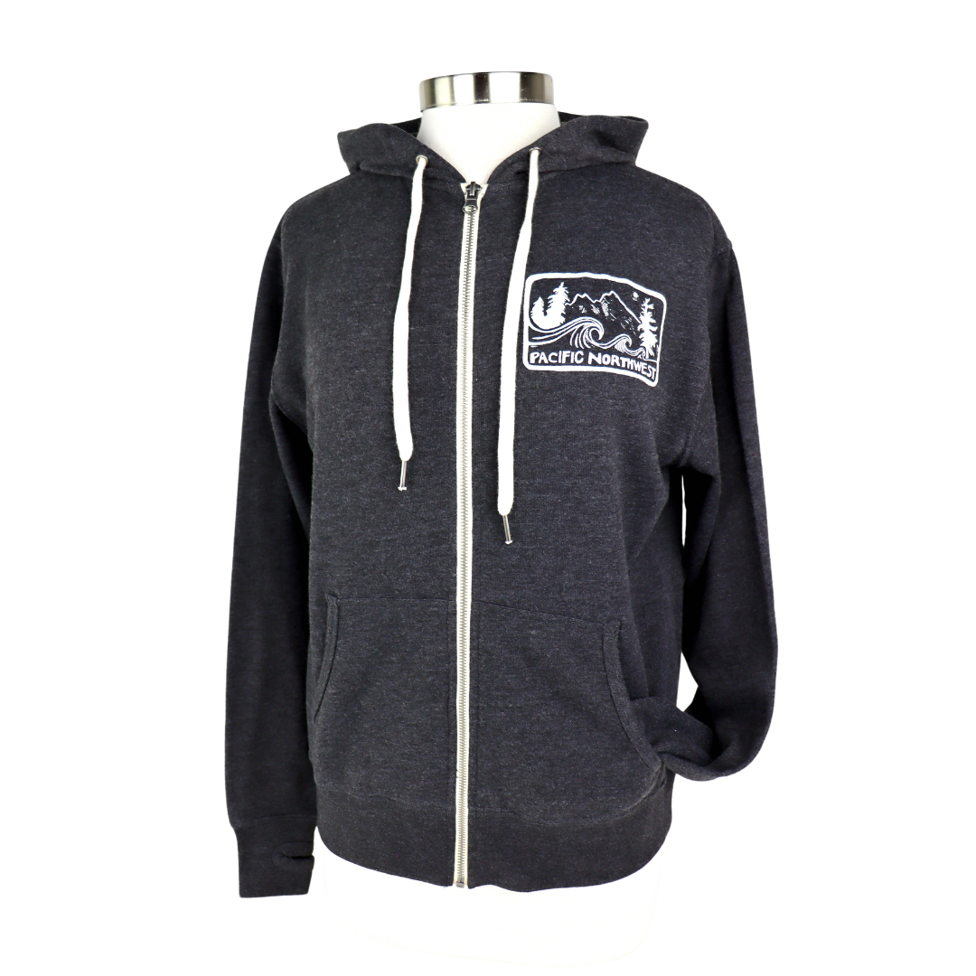 Pacific Northwest 2.0 Unisex Terry Zip Hoodie in Charcoal