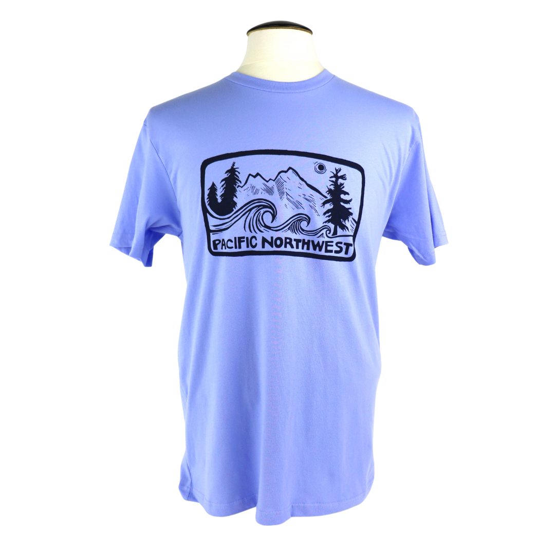 Pacific Northwest 2.0 (Phoebe's Version) Unisex Cotton Tee in Periwinkle