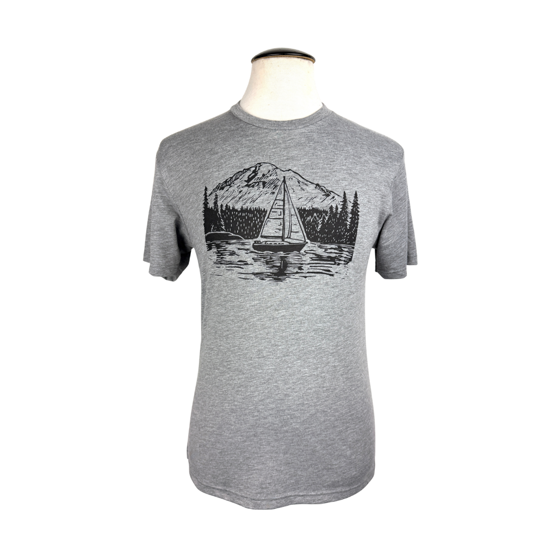 PNW Sailboat Unisex Triblend Tee in Grey