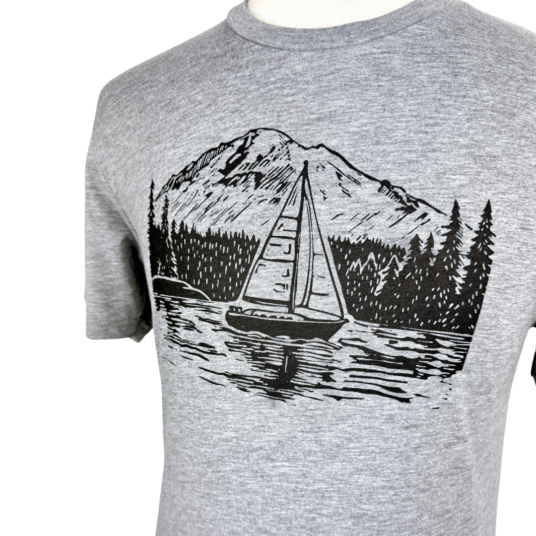 PNW Sailboat Unisex Triblend Tee in Grey