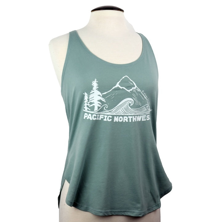 Original Pacific Northwest Feminine Fit Tank in Stonewash Green