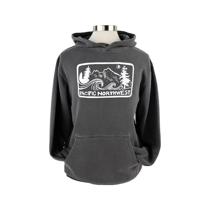 Pacific Northwest 2.0 Unisex Vintage-Style Hoodie in Washed Charcoal