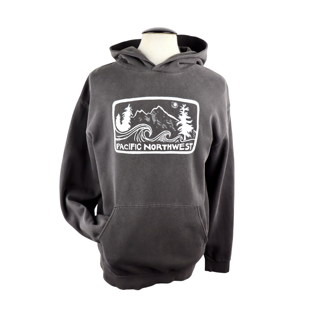 Pacific Northwest 2.0 Unisex Midweight Hoodie in Washed Charcoal
