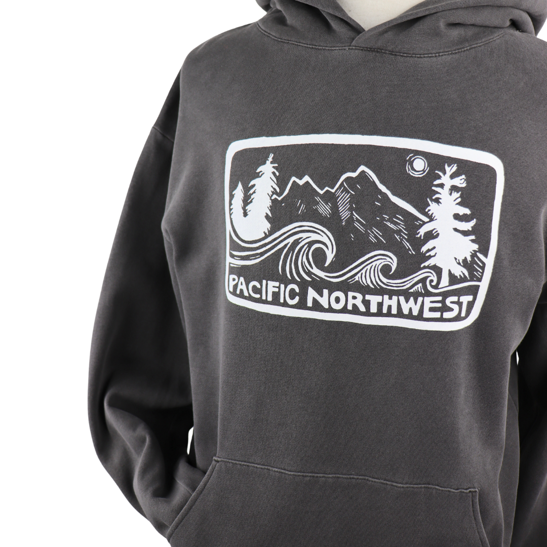 Pacific Northwest 2.0 Unisex Midweight Hoodie in Washed Charcoal