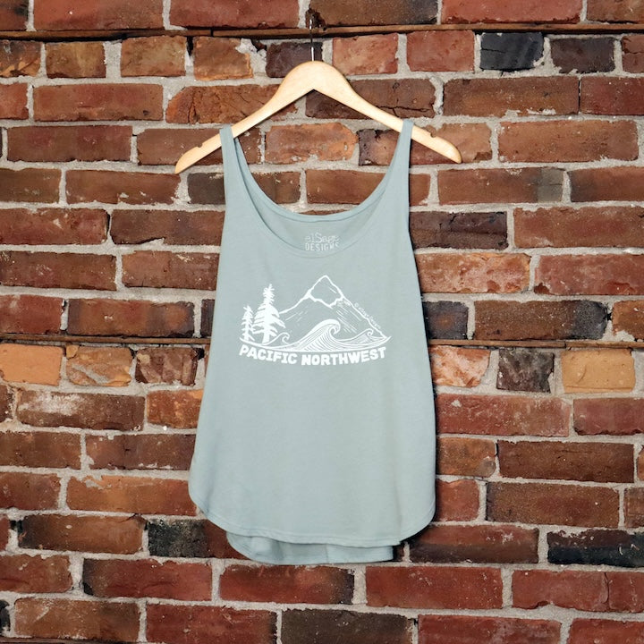 Original Pacific Northwest Feminine Fit Tank in Stonewash Green