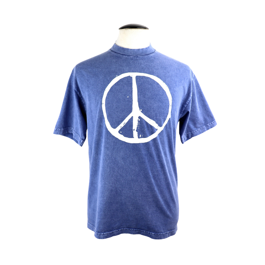 Peace Mineral Wash Unisex Tee in Indigo