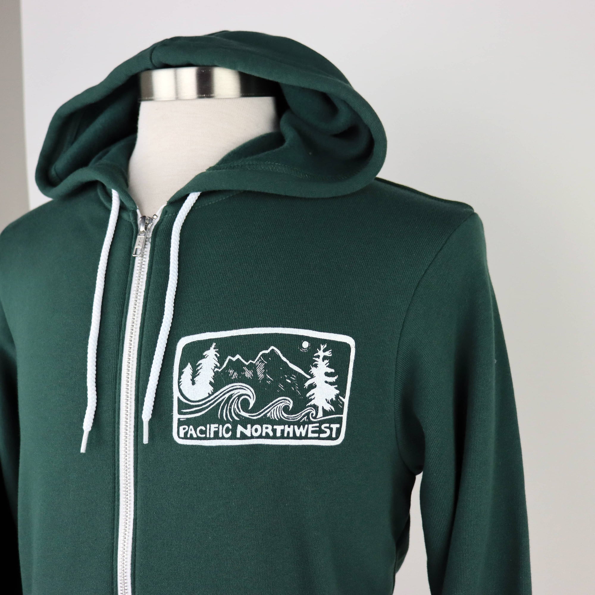 Pacific Northwest Vol. 2 Unisex Zip Hoodie in Forest Green