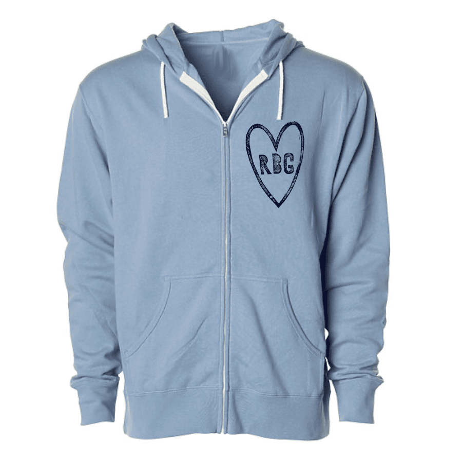 RBG Unisex Midweight Zip Hoodie in Sky Blue