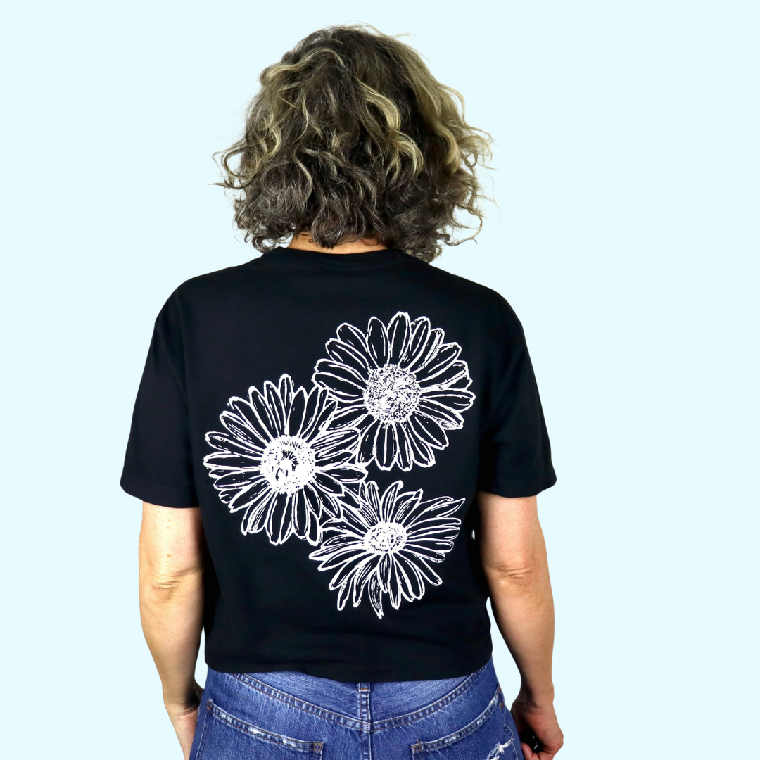 Rebel Woman Feminine Cut Cropped Tee in Washed Black