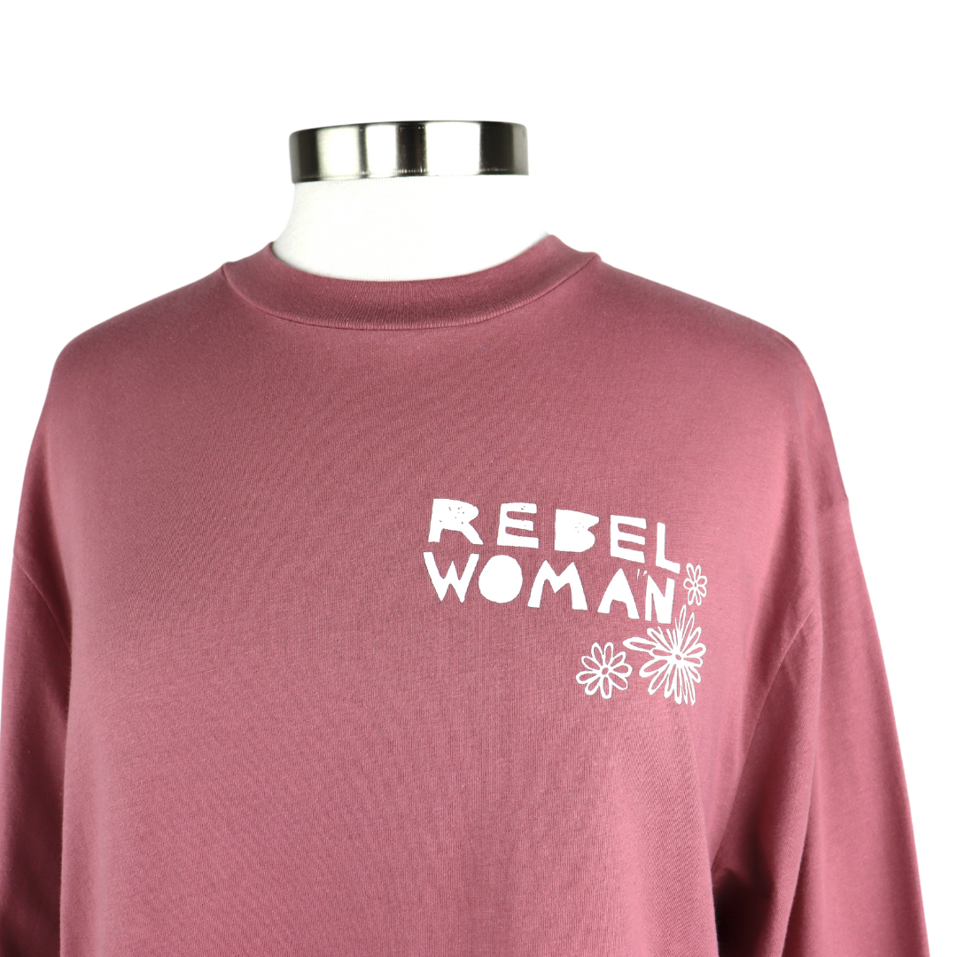 Rebel Woman Floral Feminine Fit Crop Long Sleeve Tee in Vintage Rose