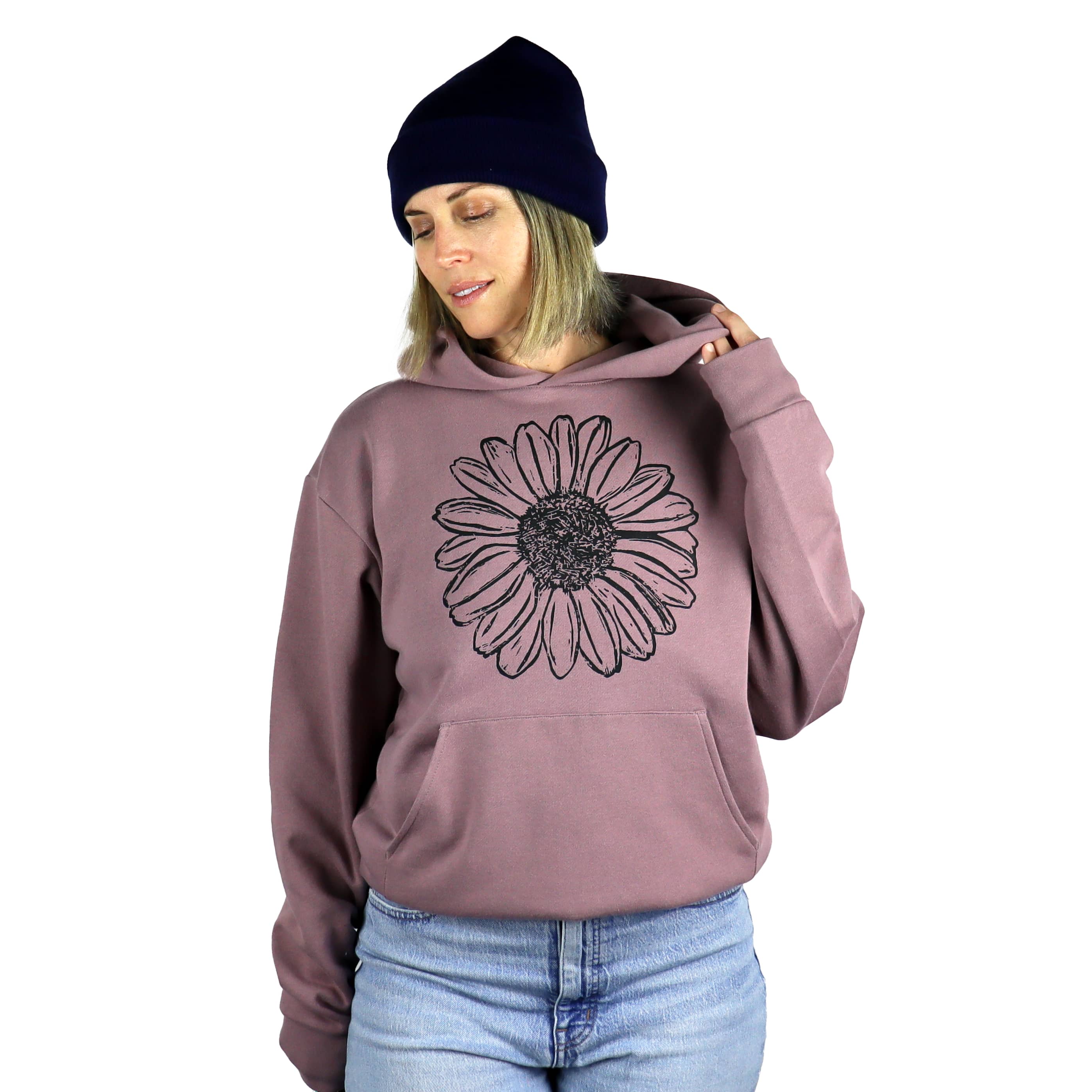 Daisy Unisex Midweight Hoodie in Mauve