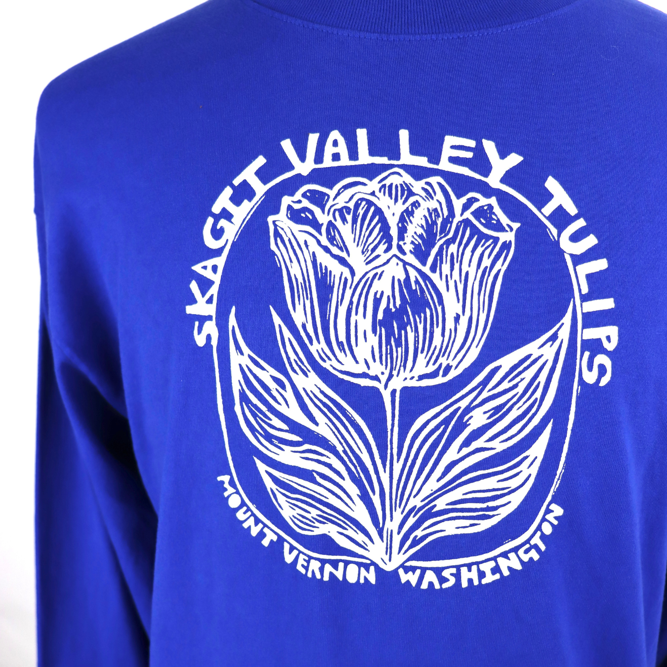 Skagit Valley Tulips Long Sleeve Tee in Cobalt Blue