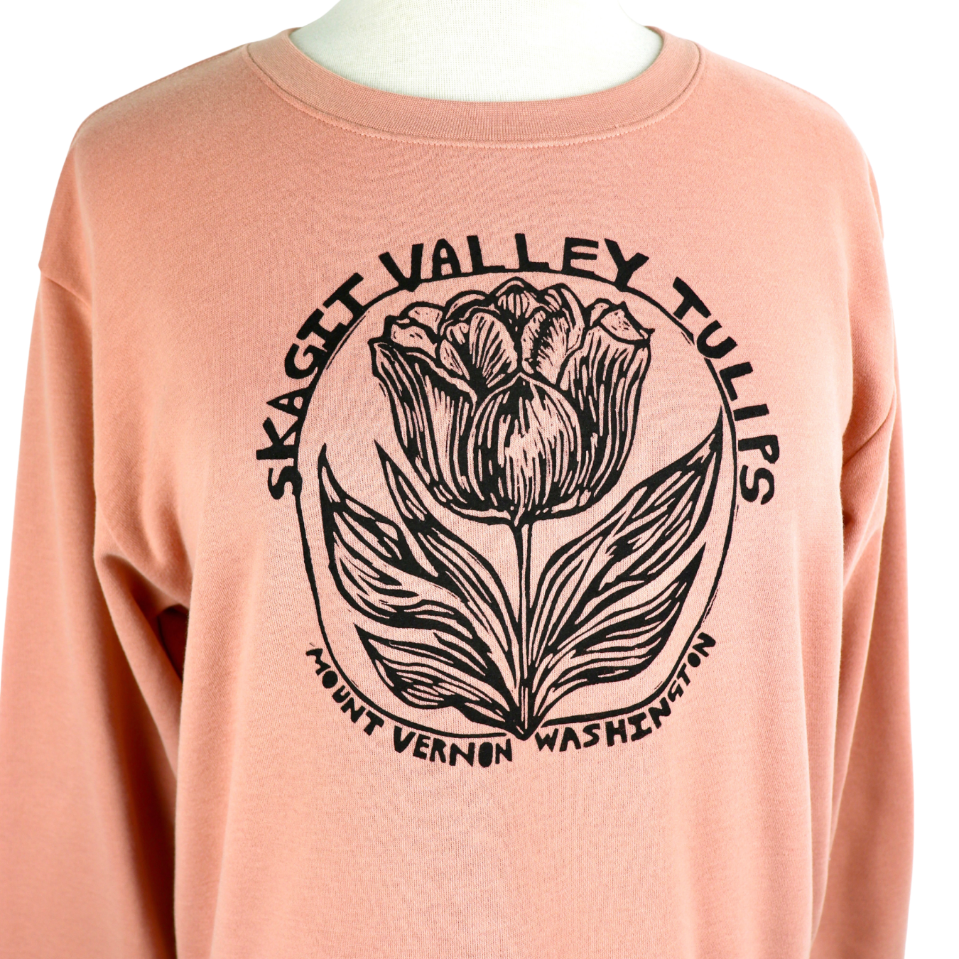 Skagit Valley Tulips Feminine Fit French Terry Crewneck Sweatshirt in Rose Pink