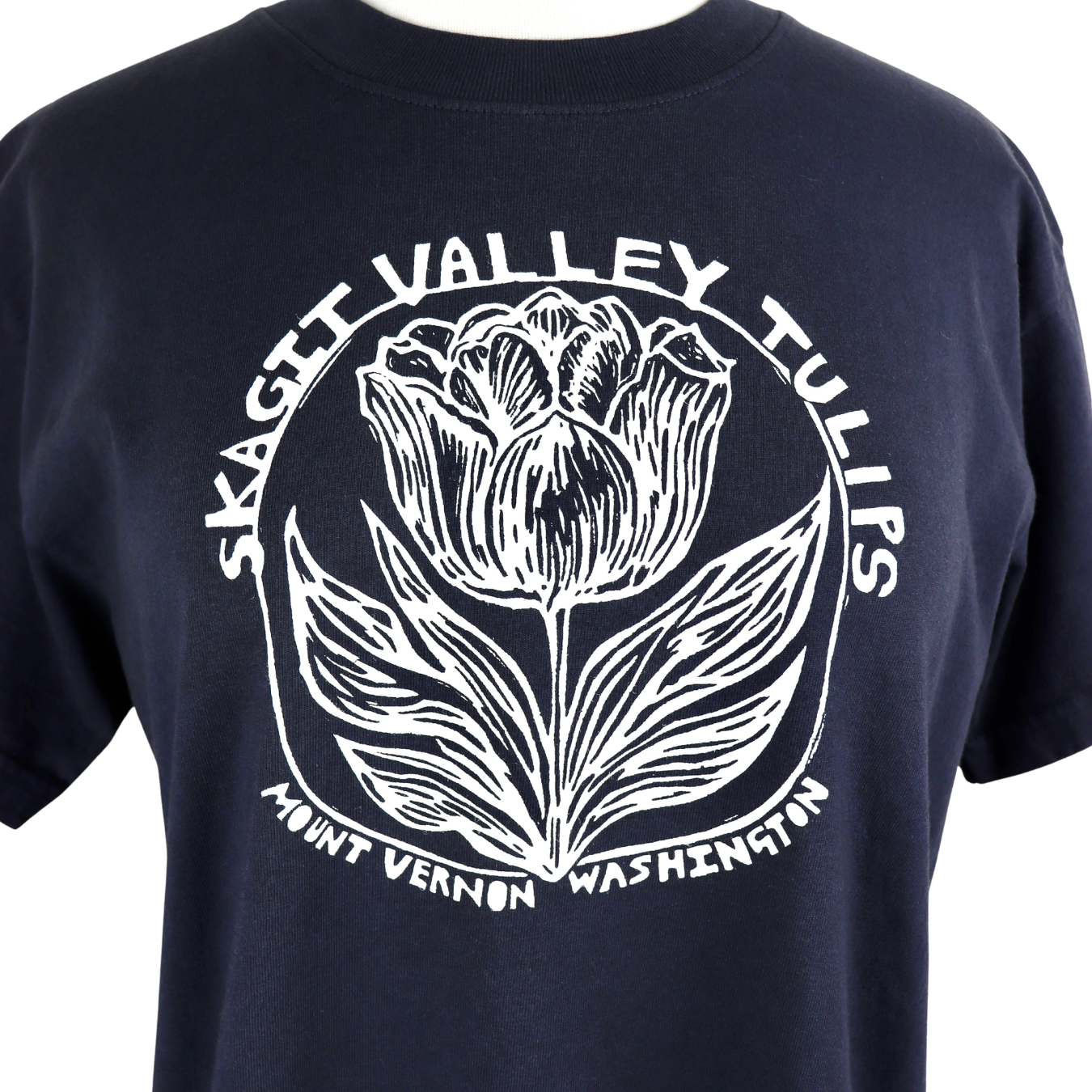 Skagit Valley Tulips Garment Dye Feminine Cut Wide Tee in Midnight Blue