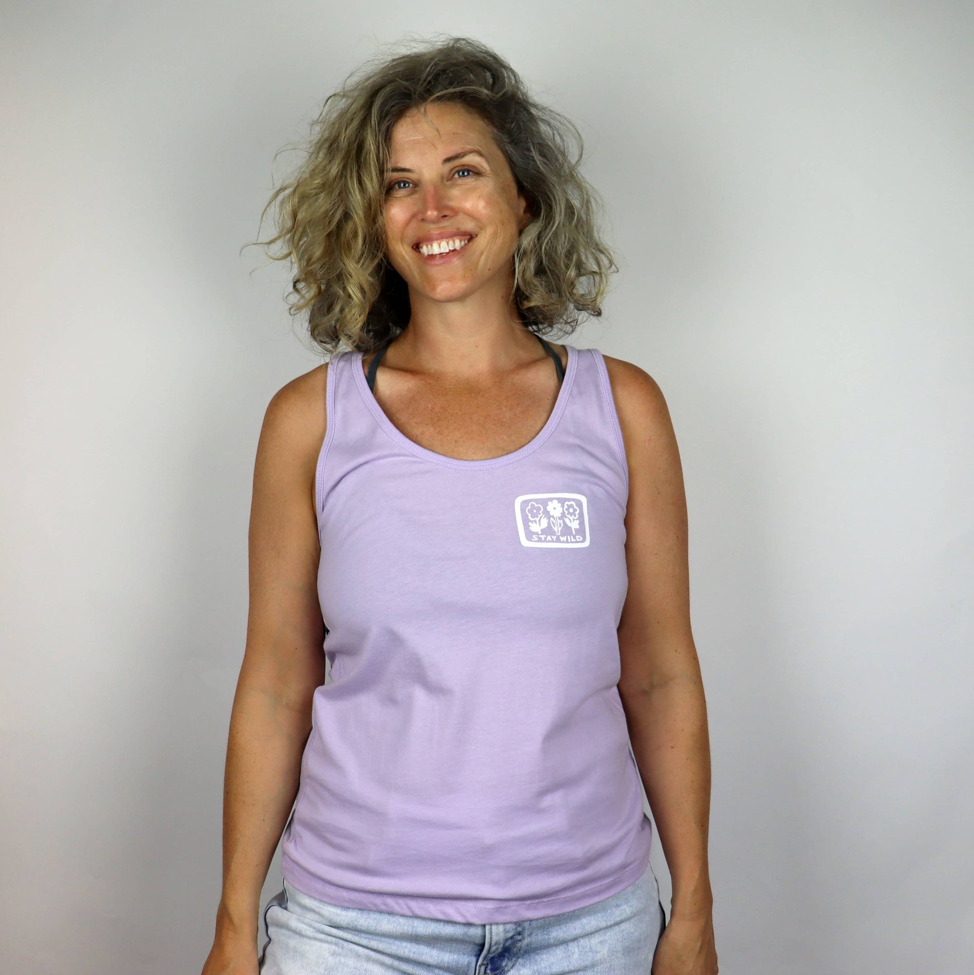 Stay Wild Feminine Fit Cotton Tank in lilac
