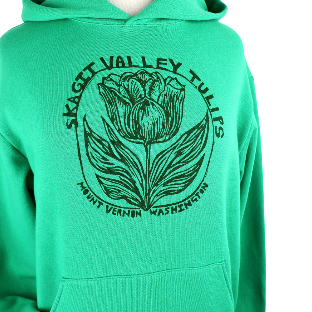 Skagit Valley Tulips Unisex Midweight Hoodie in Kelly Green