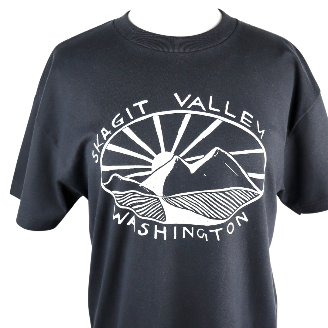 Skagit Valley Unisex Cotton Tee in Dense Charcoal