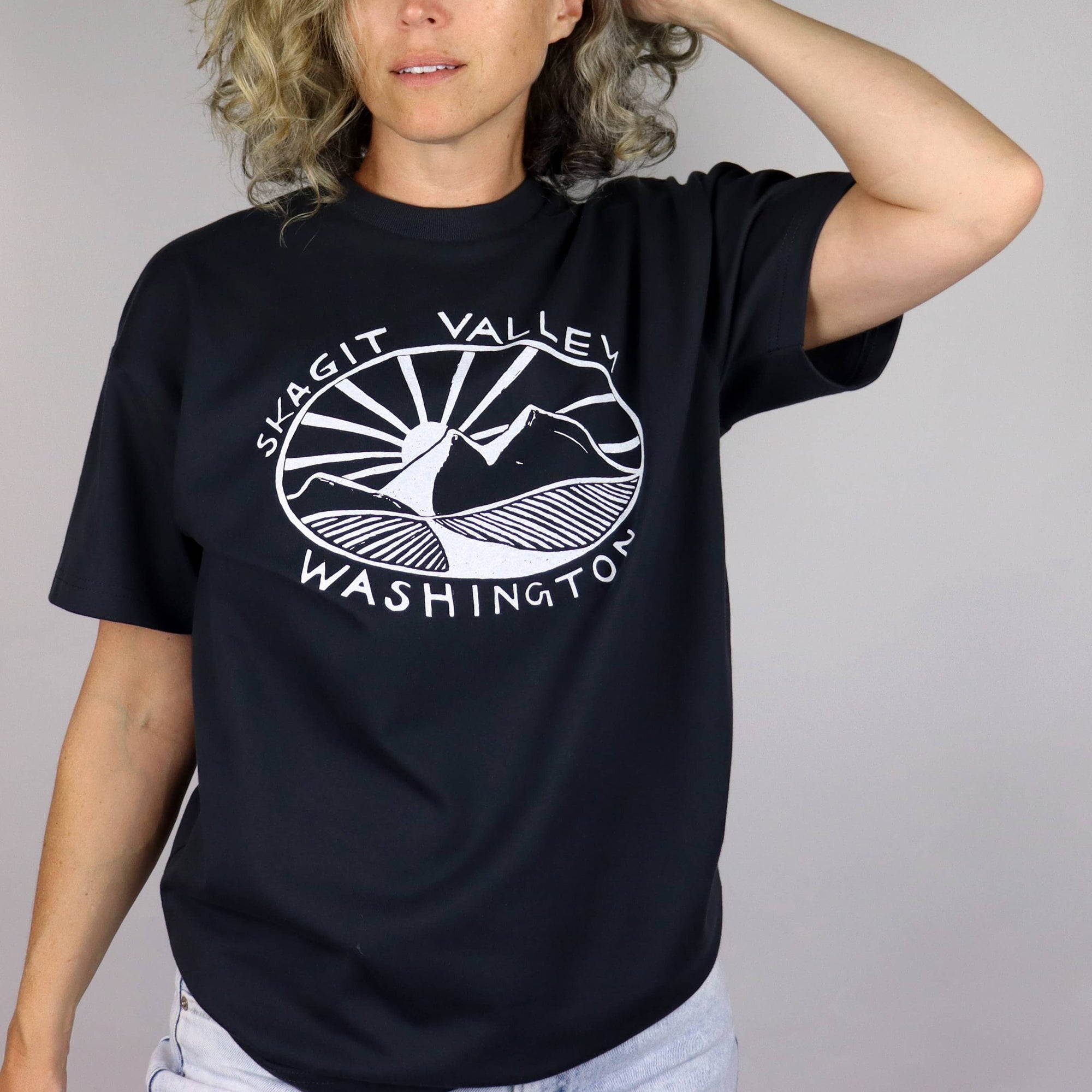 Skagit Valley Unisex Cotton Tee in Dense Charcoal