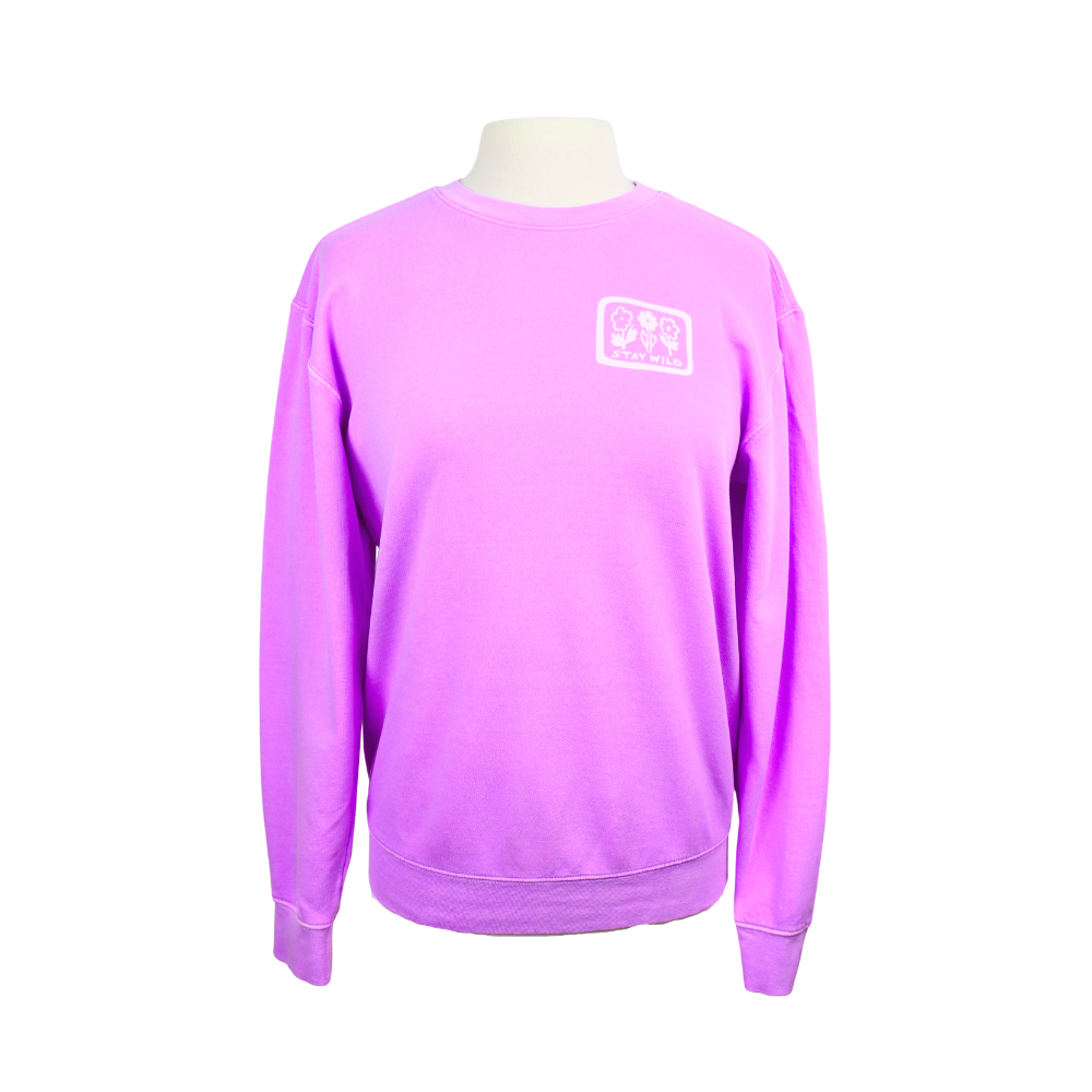 Stay Wild Unisex Crewneck Sweatshirt in Neon Violet