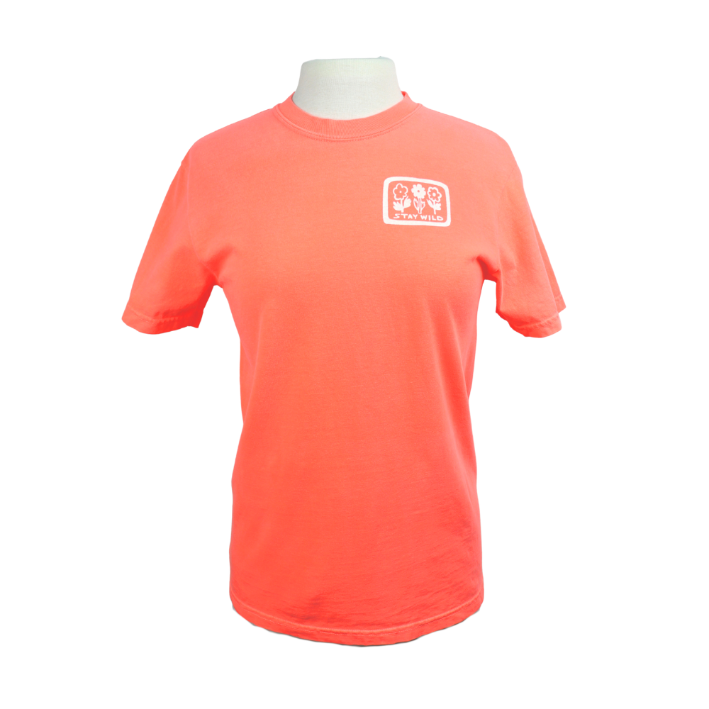 Stay Wild Unisex Cotton Tee in Bright Coral