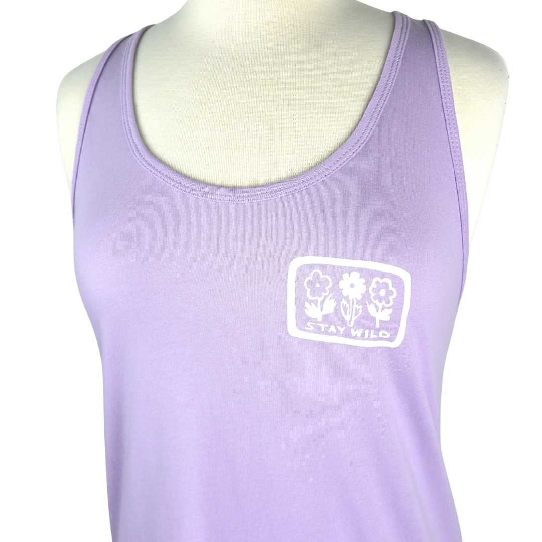Stay Wild Feminine Fit Cotton Tank in lilac