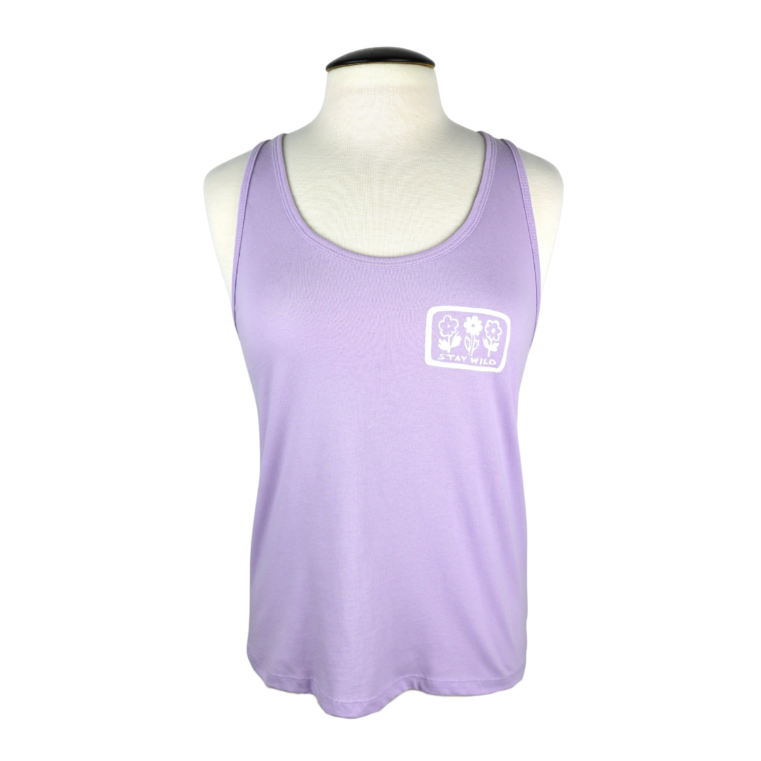 Stay Wild Feminine Fit Cotton Tank in lilac