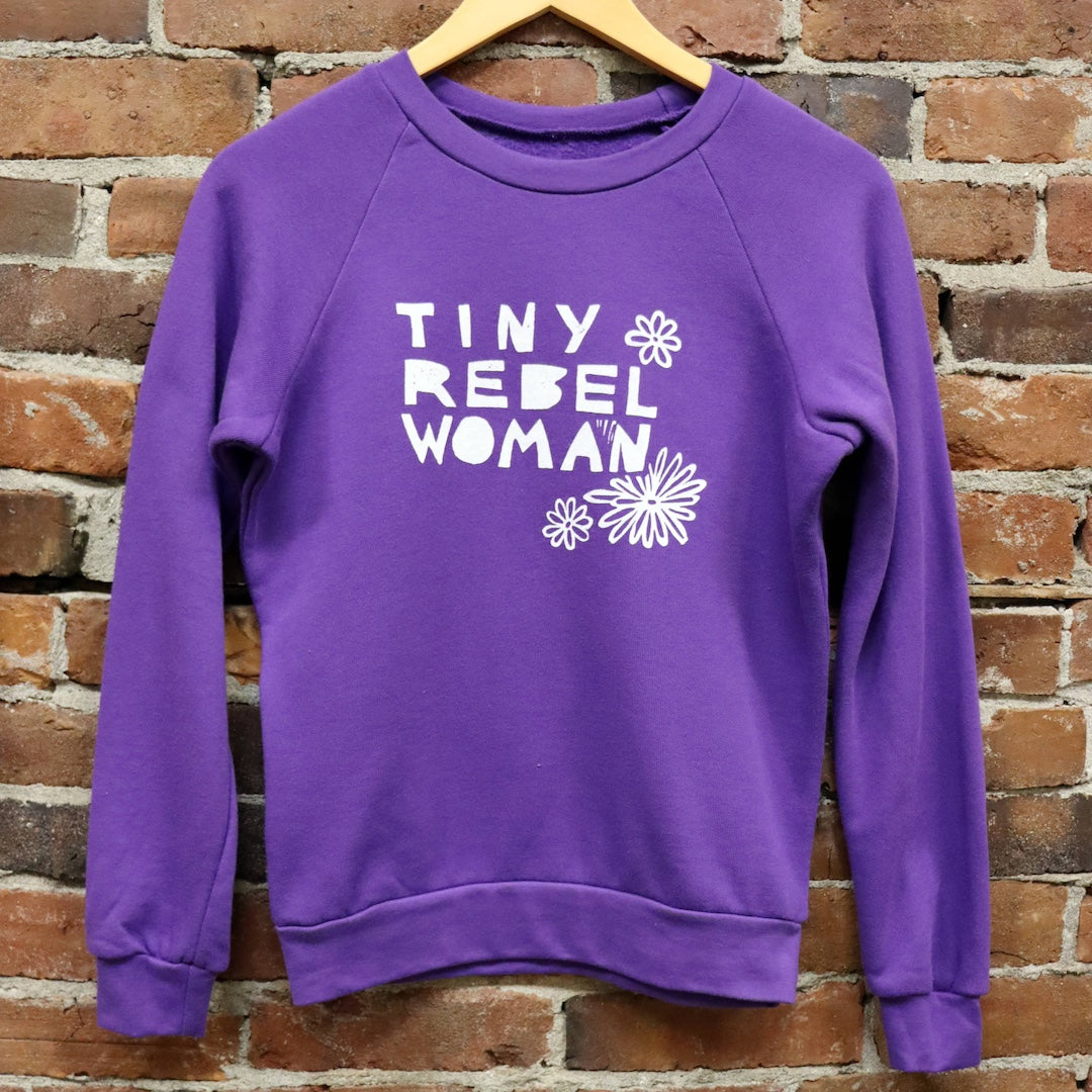 Small Biz Saturday Special Tiny Rebel Woman Sweatshirt in Purple