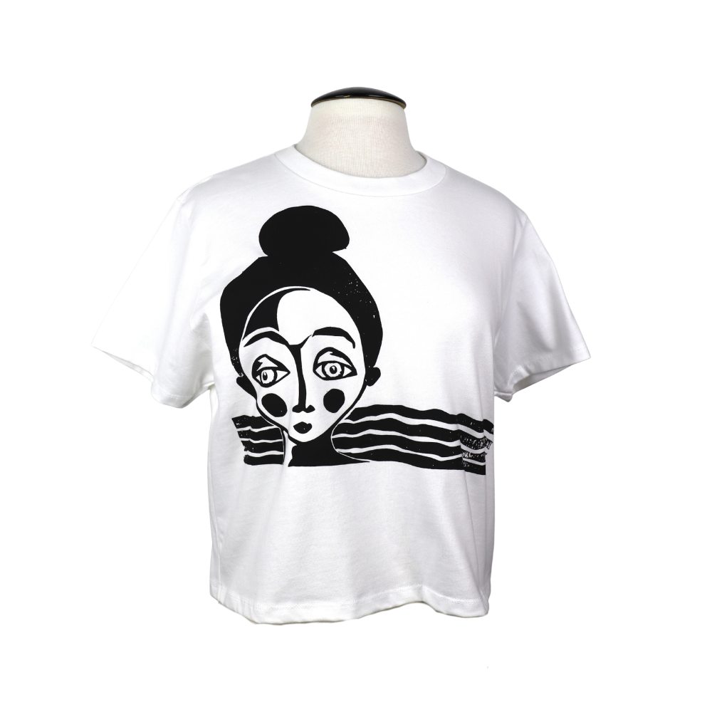 Topknot Feminine Fit Cotton Boxy Tee in White