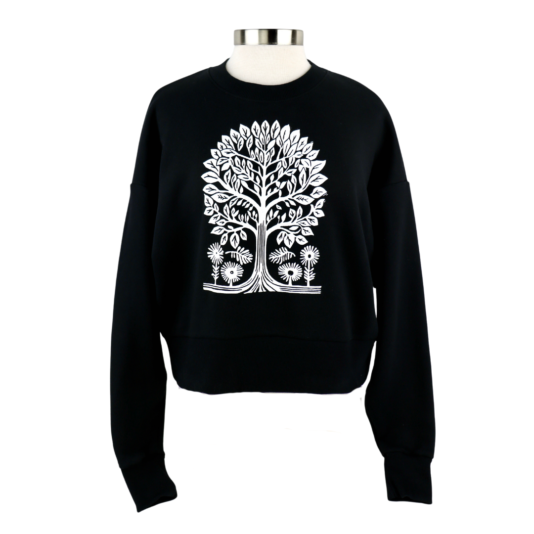 Tree Vol. 2 Feminine Heavyweight Cropped Sweatshirt in Black