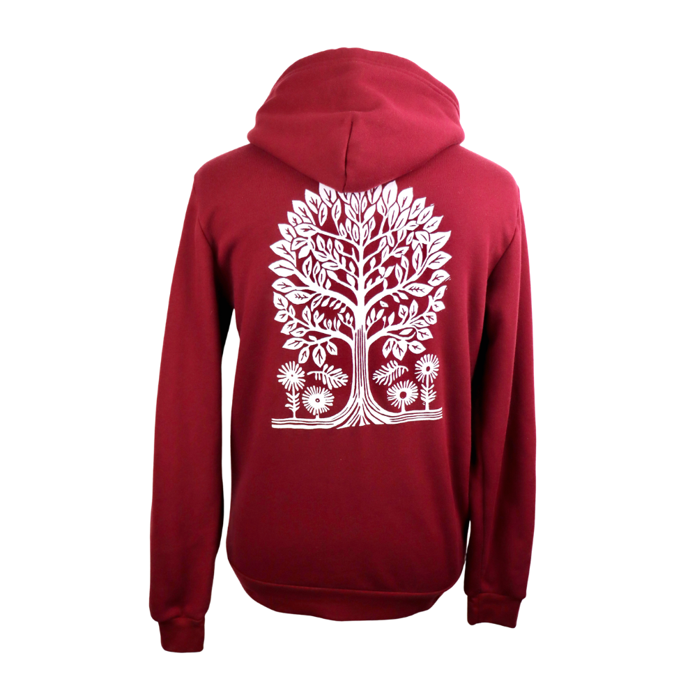 Tree Vol. 2 Unisex Zip Hoodie in Burgundy