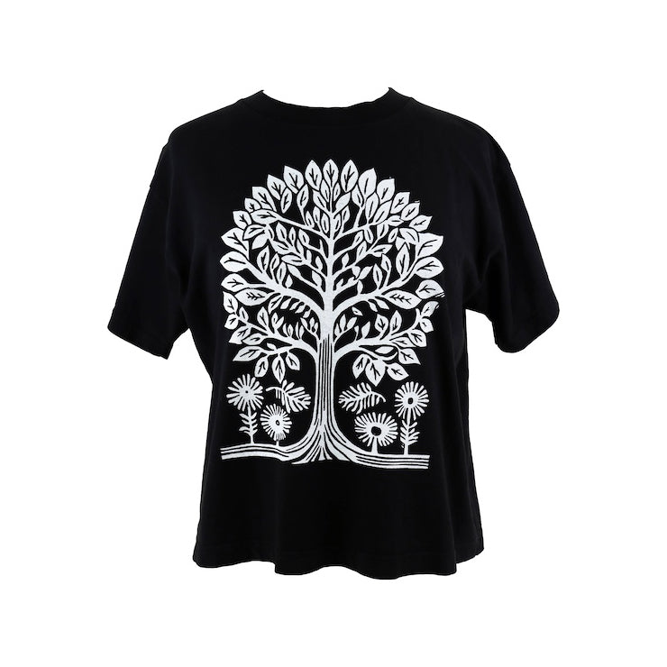 Tree Vol. 2 Garment Dye Feminine Cut Wide Tee in Black