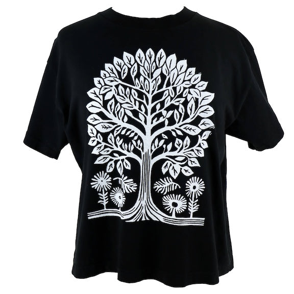 Tree Vol. 2 Garment Dye Feminine Cut Wide Tee in Black