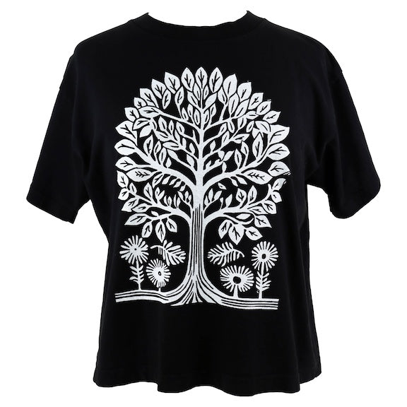 Tree Vol. 2 Garment Dye Feminine Cut Wide Tee in Black