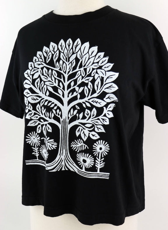 Tree Vol. 2 Garment Dye Feminine Cut Wide Tee in Black