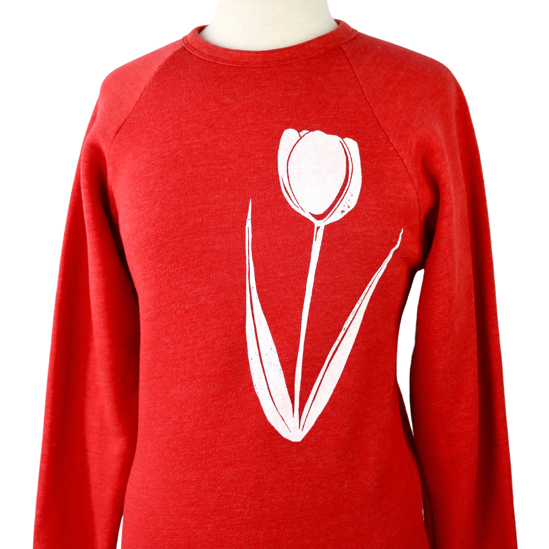 Tulip Unisex Fleece Crewneck Sweatshirt in Bright Red