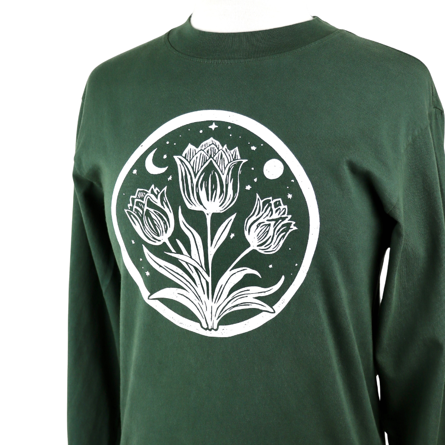 Tulip Moon Unisex Long Sleeve Tee in Pine
